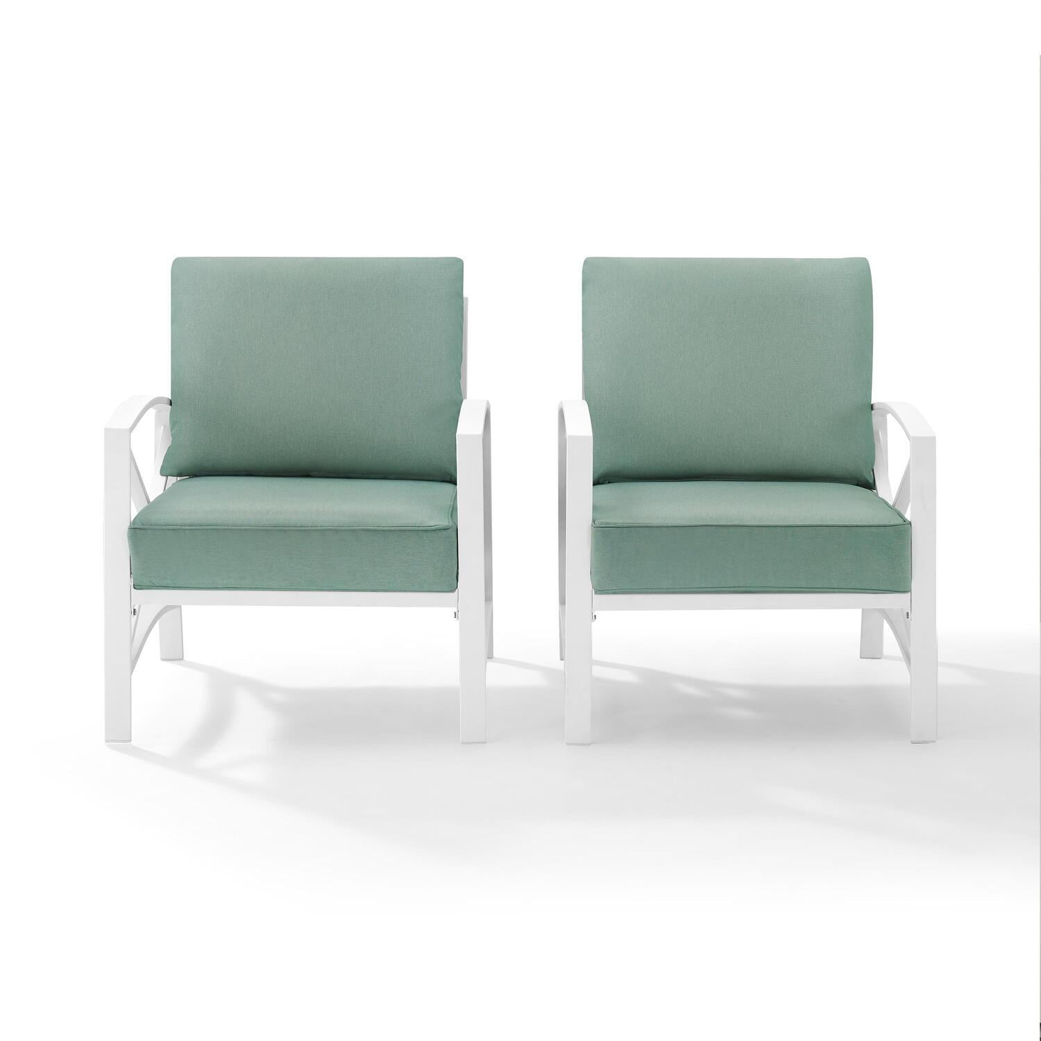 2pk Kaplan Outdoor Steel Arm Chairs Mist/White - Crosley