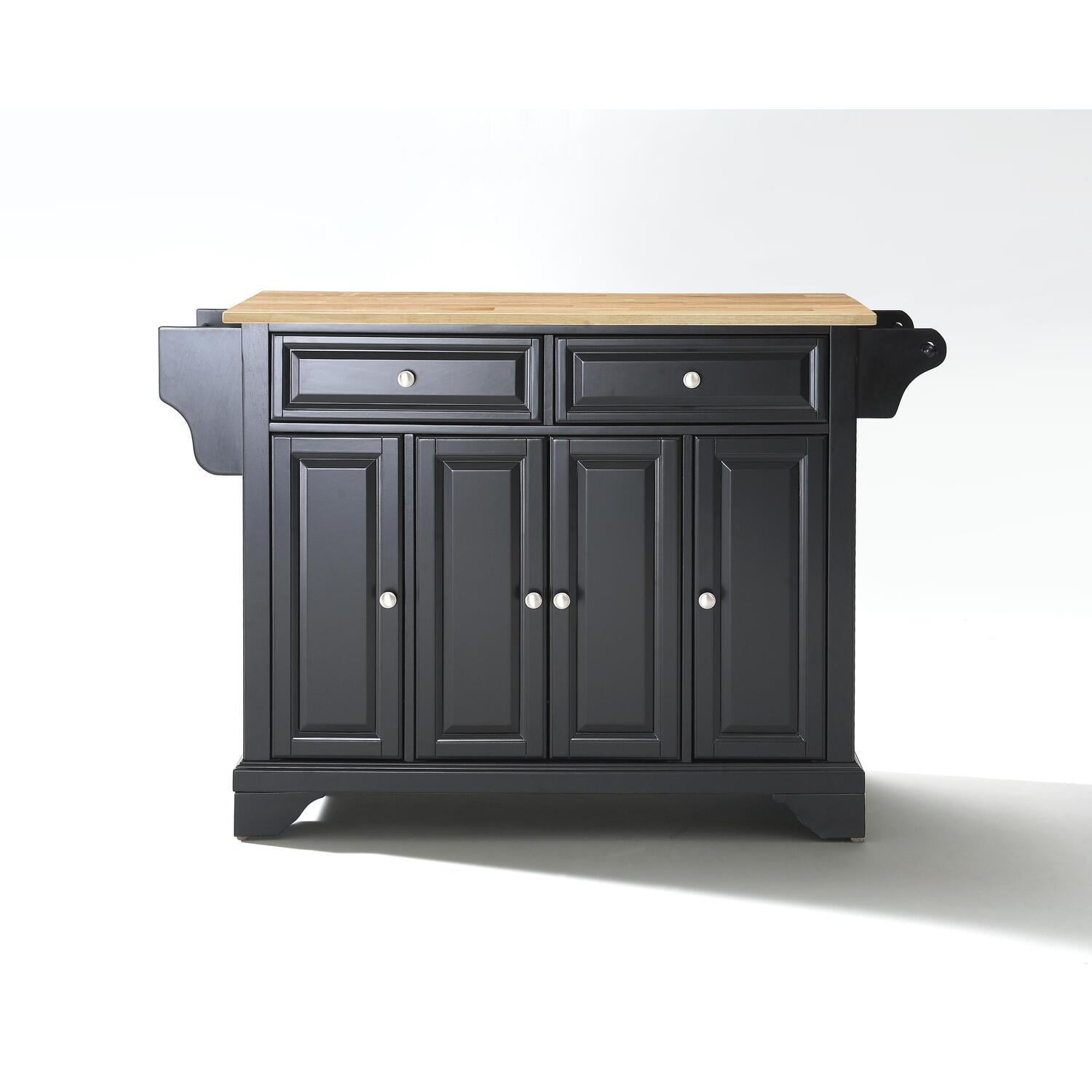Lafayette Cuisine Kitchen Island with Natural Wood Top - Black