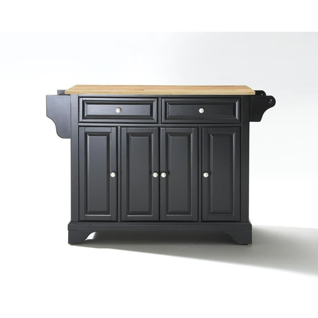 Lafayette Cuisine Kitchen Island with Natural Wood Top - Black