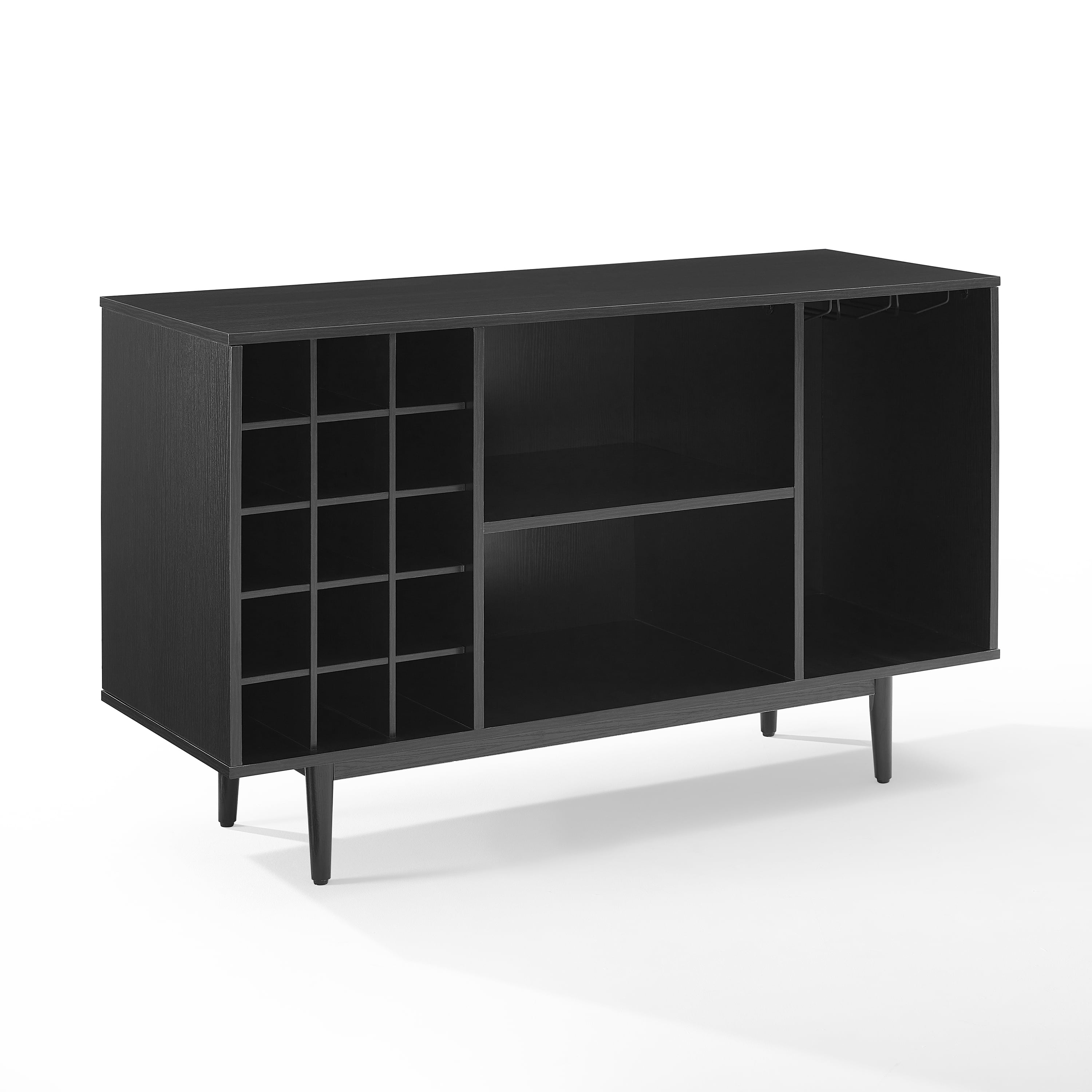 Liam Black Mid-Century Modern Wine Storage Sideboard