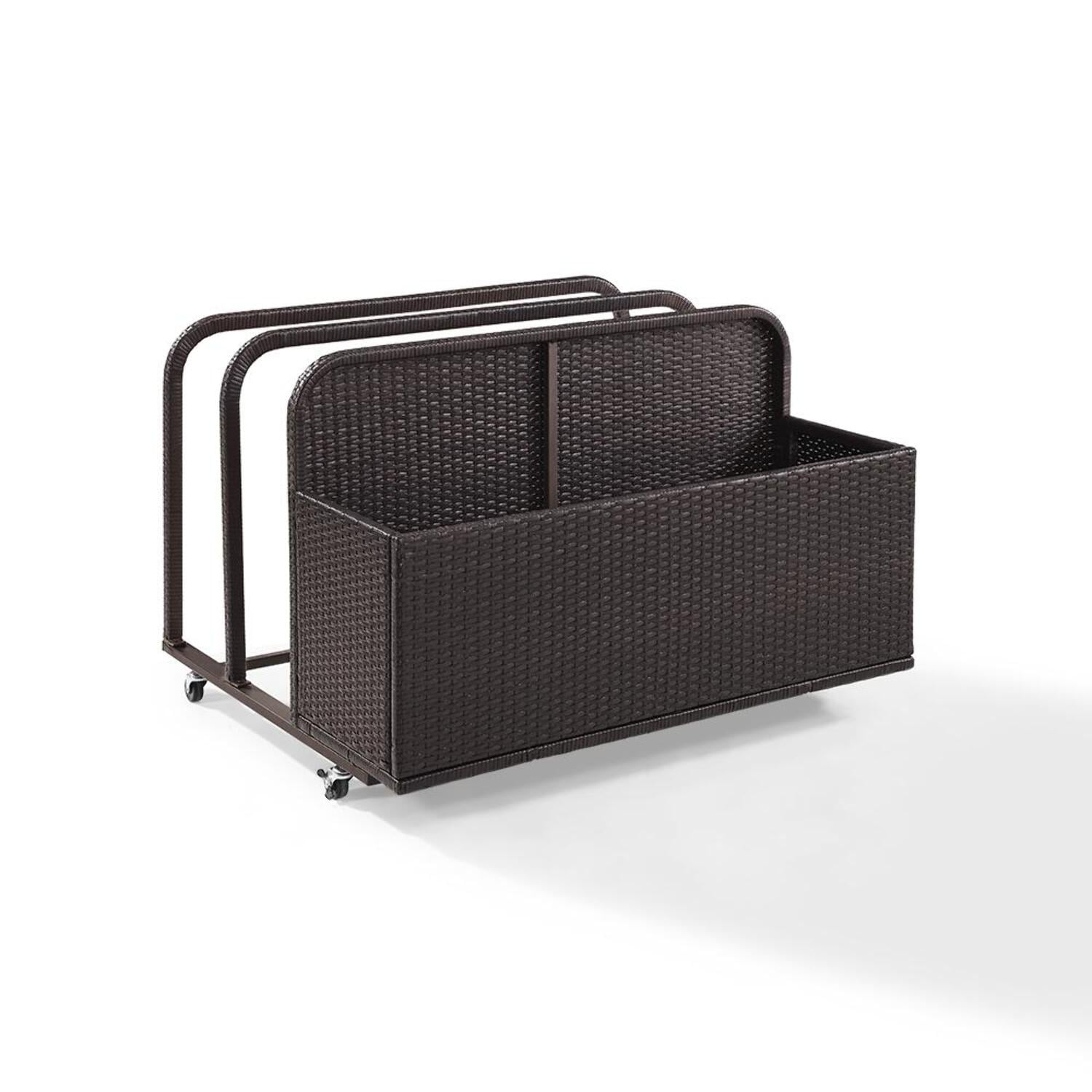 Crosley Furniture Palm Harbor Wicker Outdoor Storage Pool Caddy for Toys, Floats, Patio Furniture Cushions