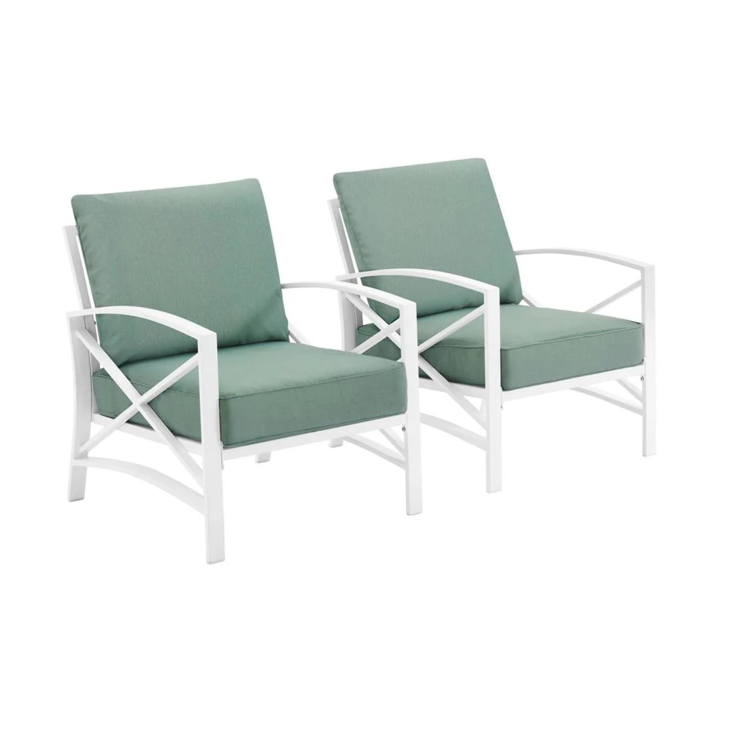 2pk Kaplan Outdoor Steel Arm Chairs Mist/White - Crosley