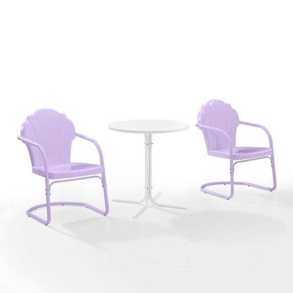 Crosley Tulip 3 Piece Retro Outdoor Bistro Set in Lavender