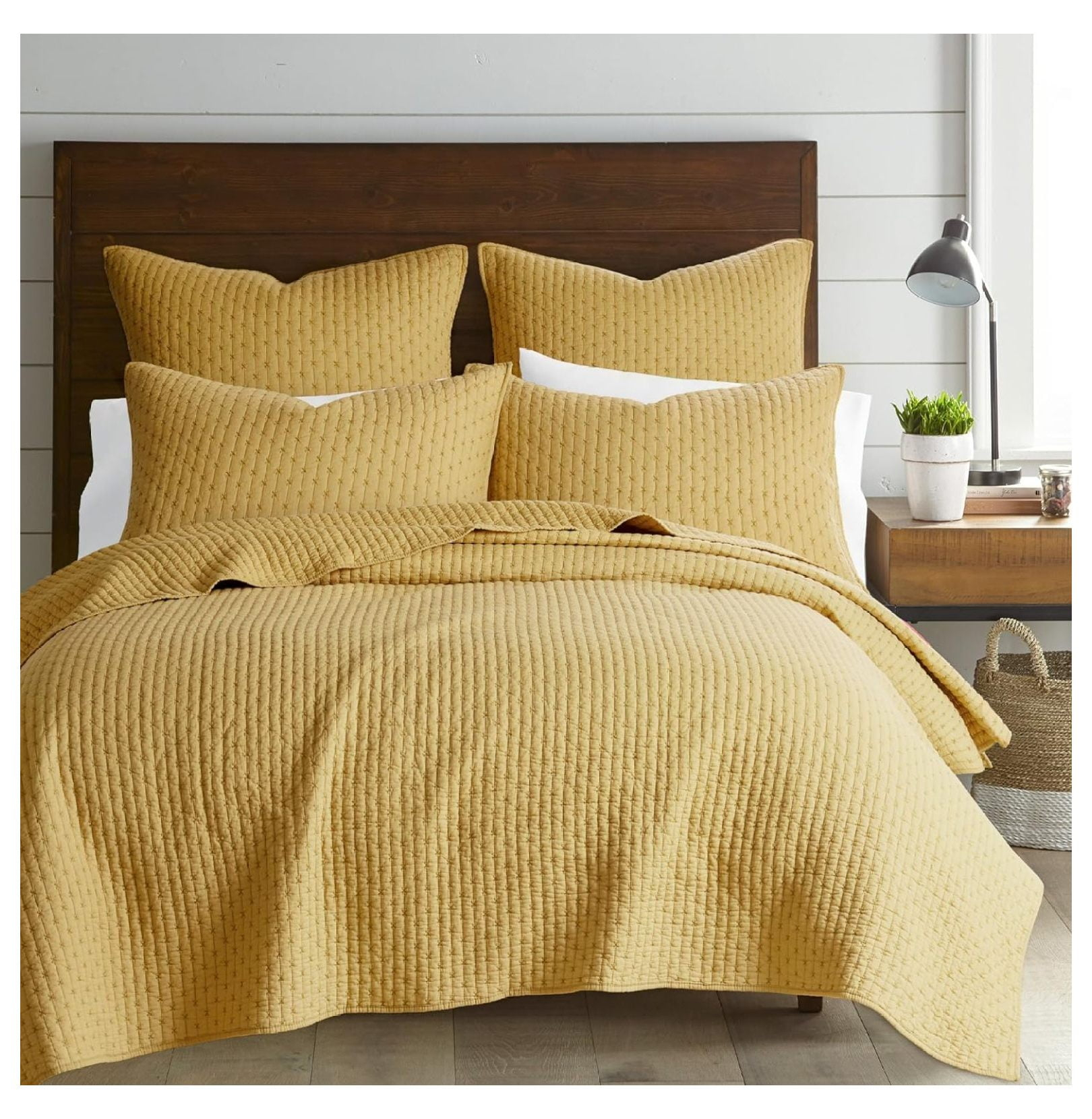 Cross Stitch Ochre Twin Quilt Set - Levtex Home