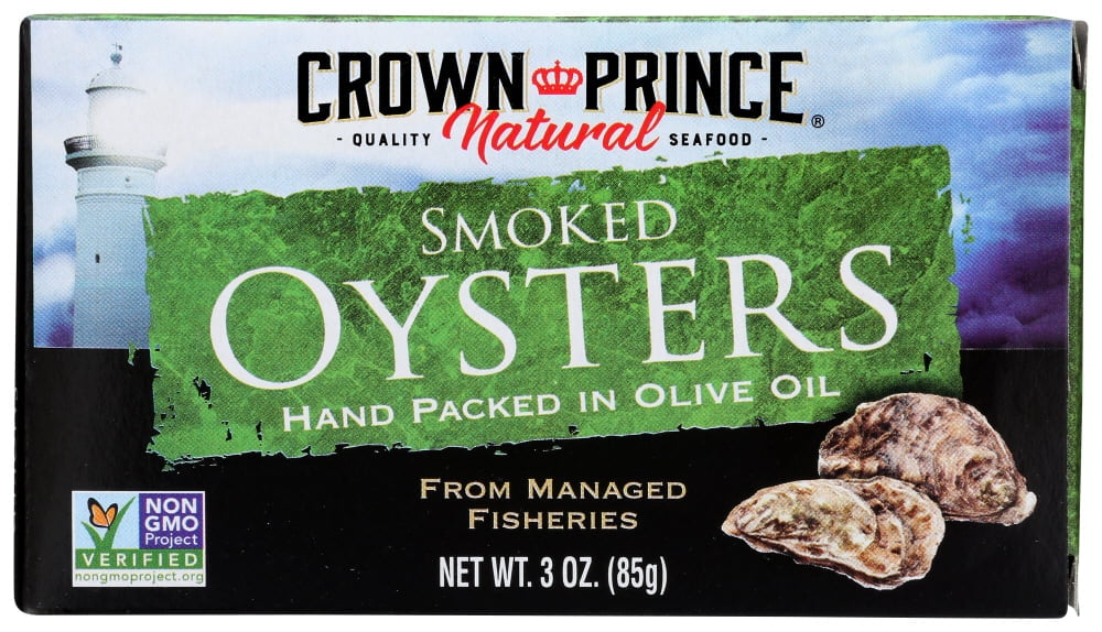 Crown Prince Natural Naturally Smoked Oysters in Pure Olive Oil, 3.0 OZ