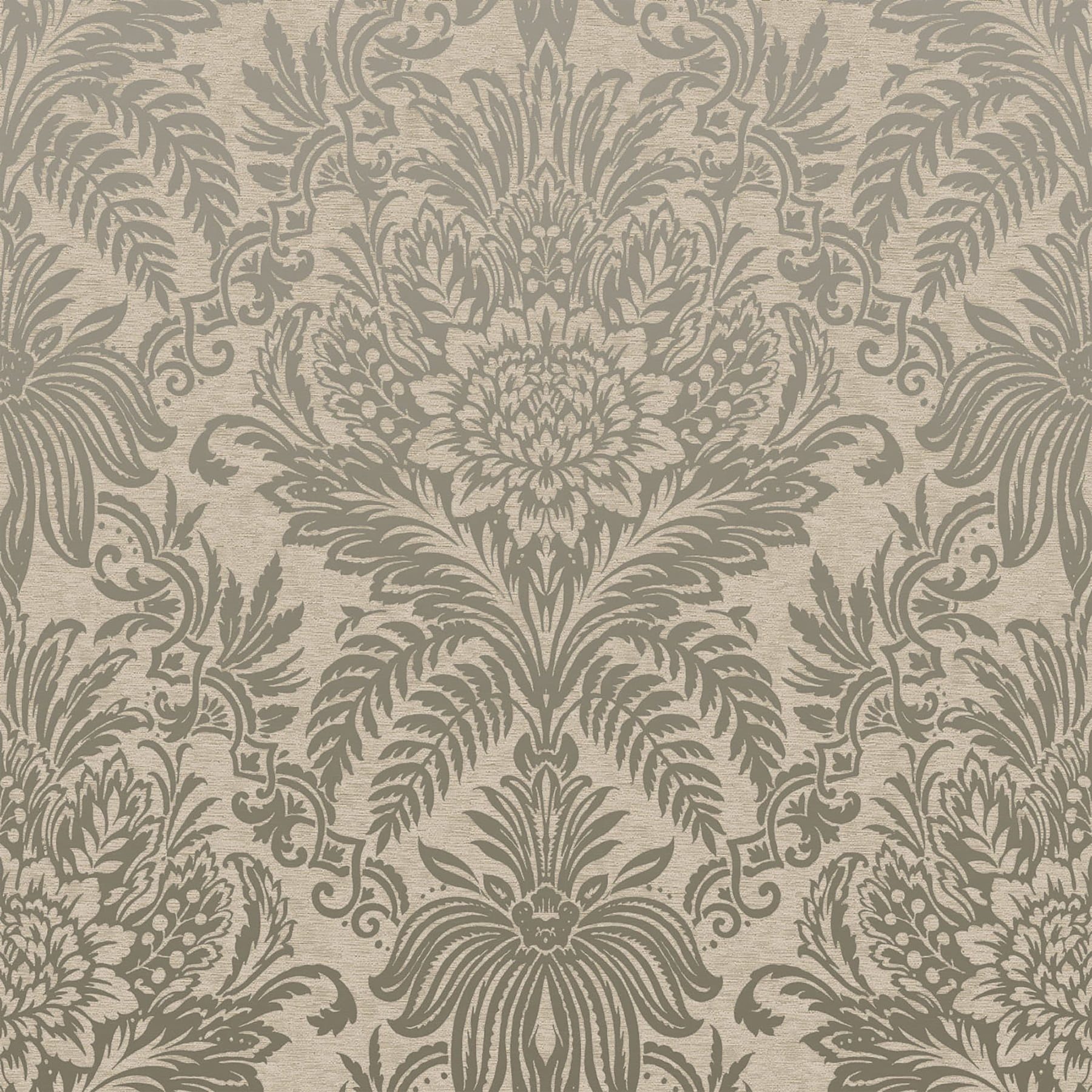 Crown Signature Beige Damask Unpasted Paper Wallpaper, 20.5-in by 33-ft, 56.4 sq. ft.
