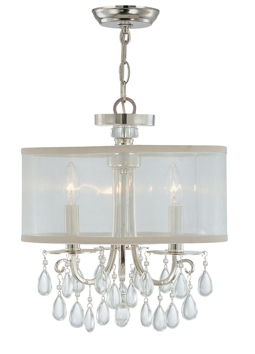 Three Light Chandelier In Minimalist Style 14 Inches Wide By 17 Inches High-Polished Chrome Finish    -Traditional Installation Crystorama Lighting