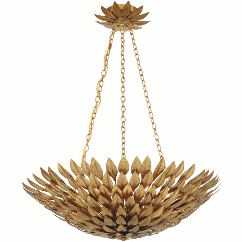 517-GA-Crystorama Lighting-Broche - Six Light Chandelier in Timeless Style - 24.5 Inches Wide by 11 Inches High-Antique Gold Finish