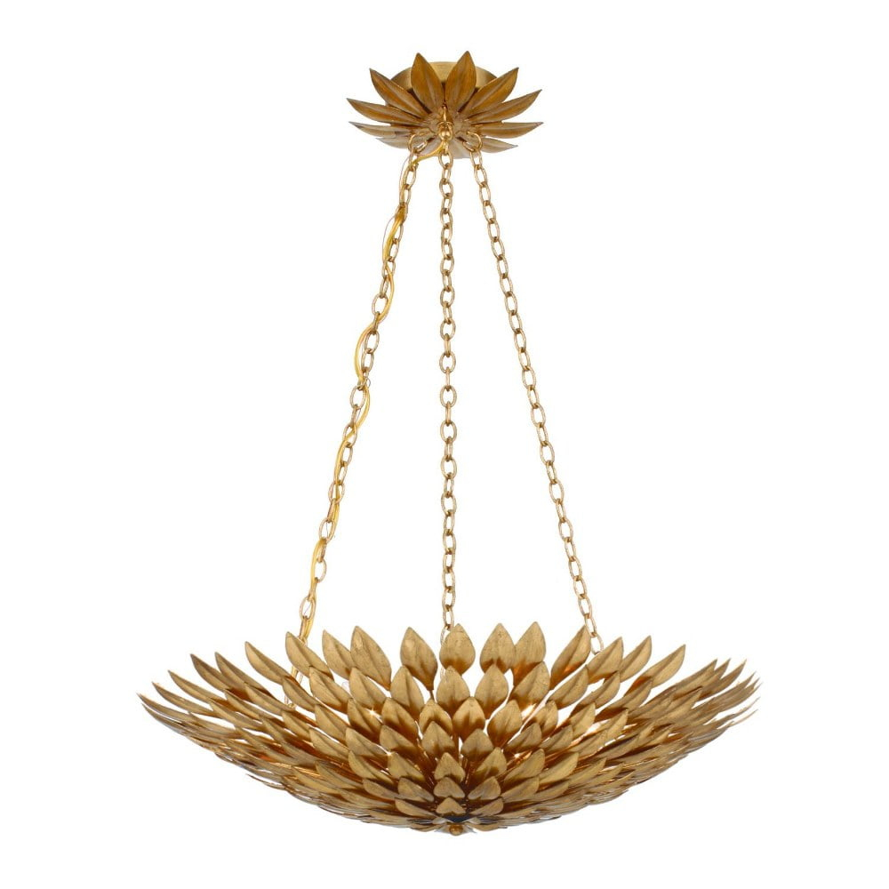 517-GA-Crystorama Lighting-Broche - Six Light Chandelier in Timeless Style - 24.5 Inches Wide by 11 Inches High-Antique Gold Finish