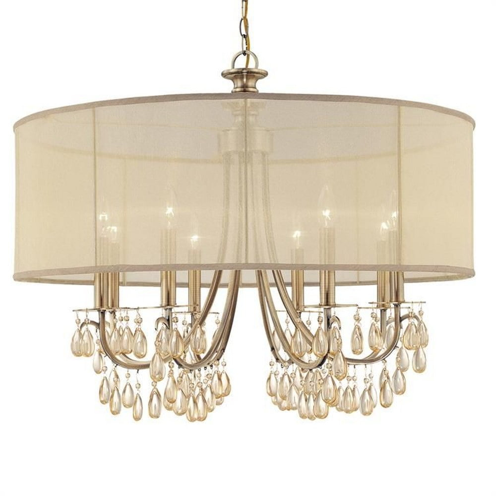Eight Light Chandelier In Minimalist Style 32 Inches Wide By 26 Inches High-Antique Brass Finish    -Traditional Installation Crystorama Lighting