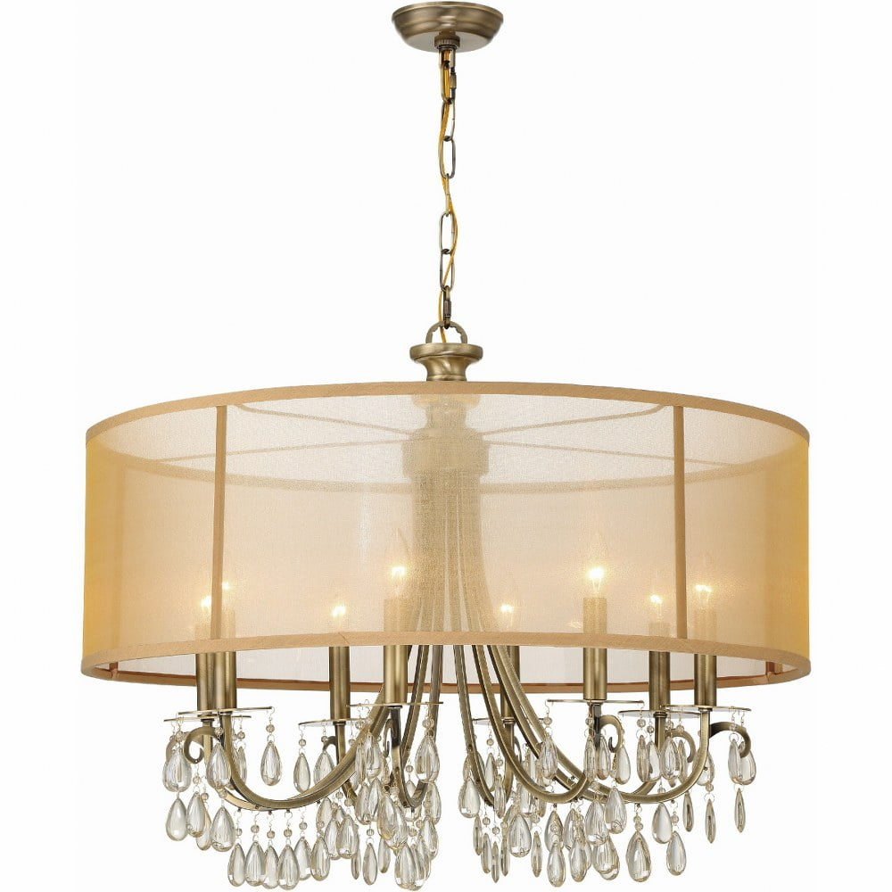Eight Light Chandelier In Minimalist Style 32 Inches Wide By 26 Inches High-Antique Brass Finish    -Traditional Installation Crystorama Lighting