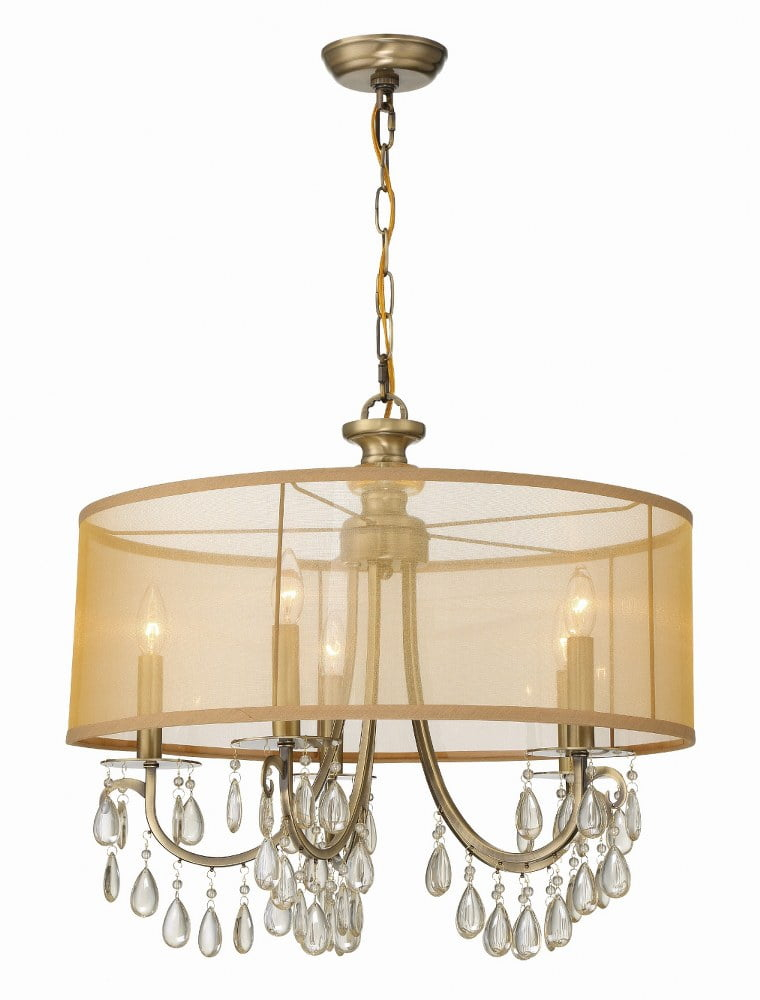 5625-AB-Crystorama Lighting-Hampton - Five Light Chandelier in Minimalist Style - 24 Inches Wide by 23 Inches High-Antique Brass Finish