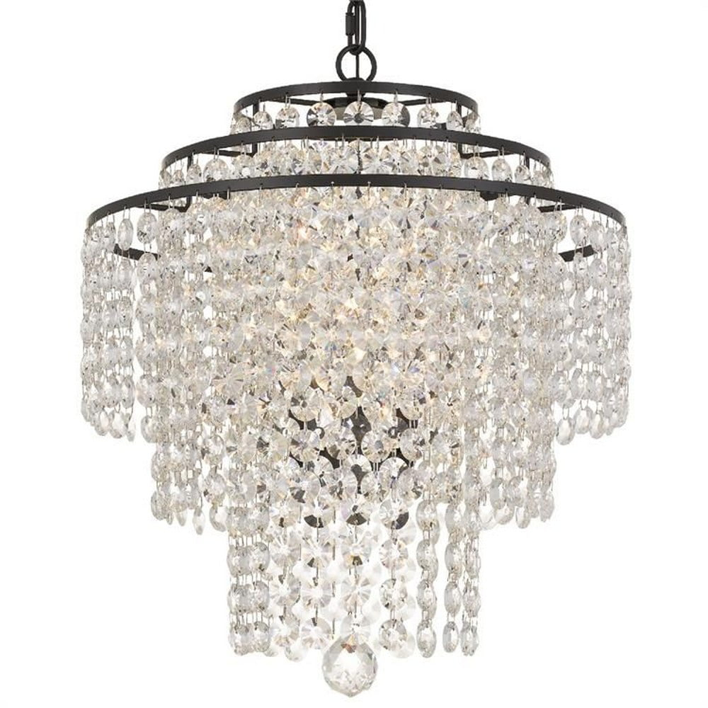 Crystorama Arielle Crystal 18" wide Bronze Chandelier - 18'' W x 20.36'' H