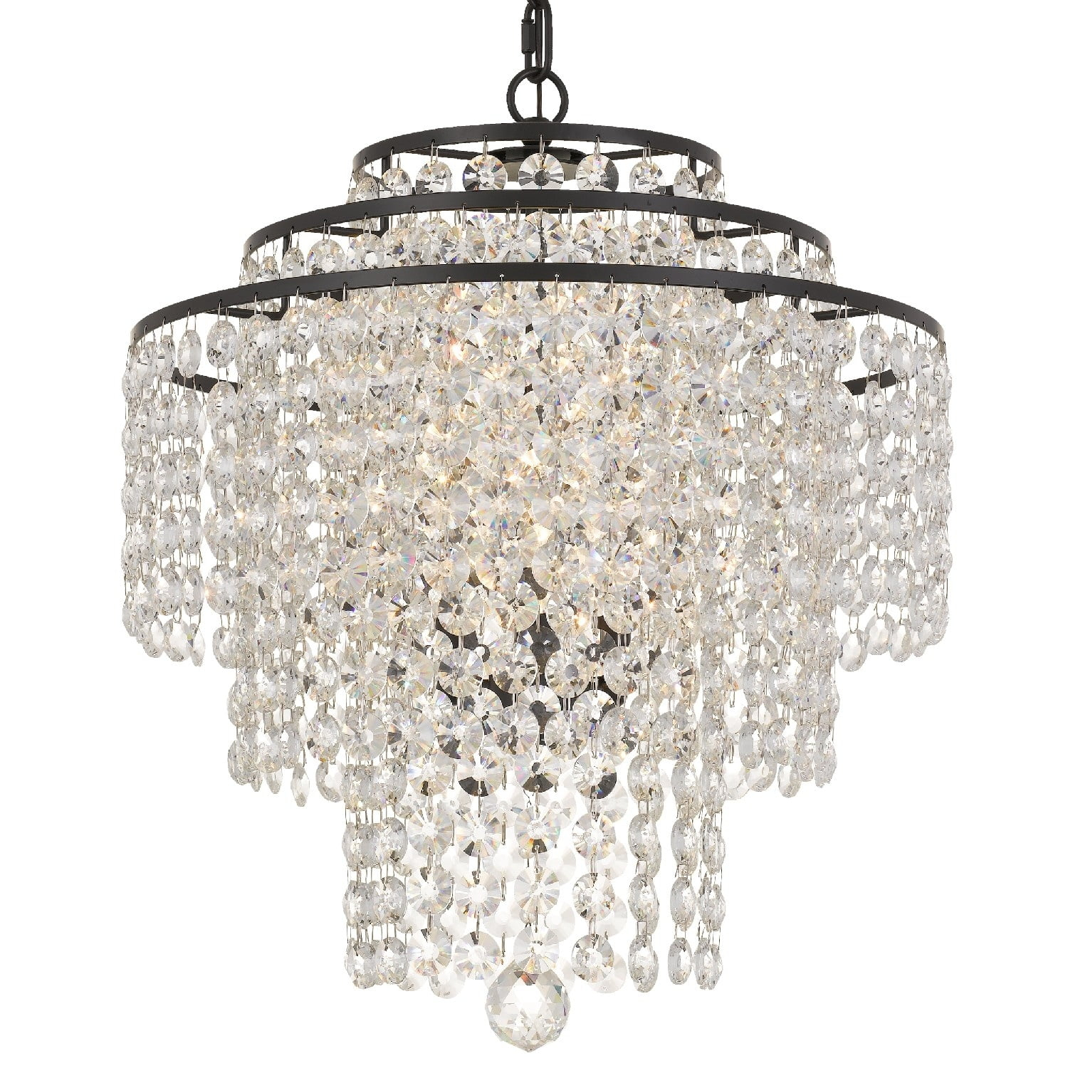 Crystorama Arielle Crystal 18" wide Bronze Chandelier - 18'' W x 20.36'' H