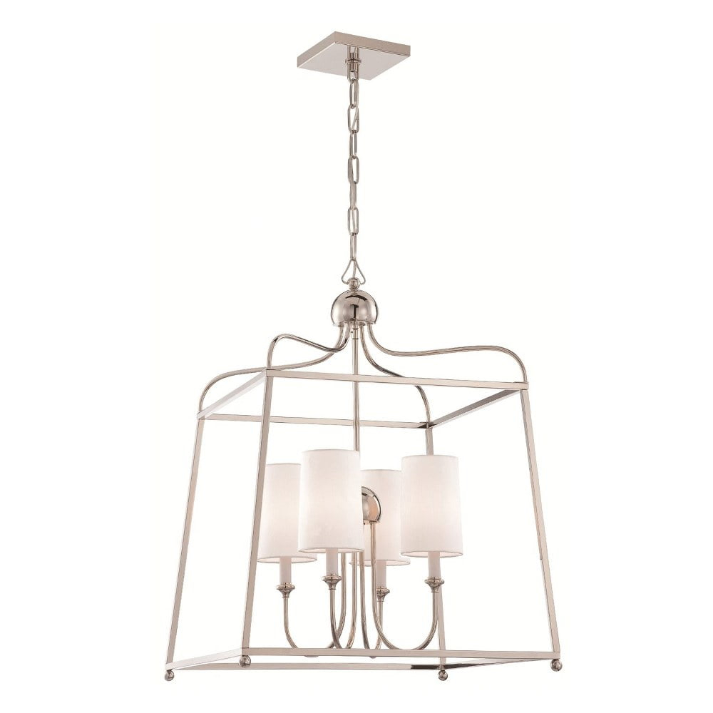 Four Light Chandelier With Linen Fabric Shades In Traditional Style 21.5 Inches Wide By 29.75 Inches High     -Traditional Installation Crystorama