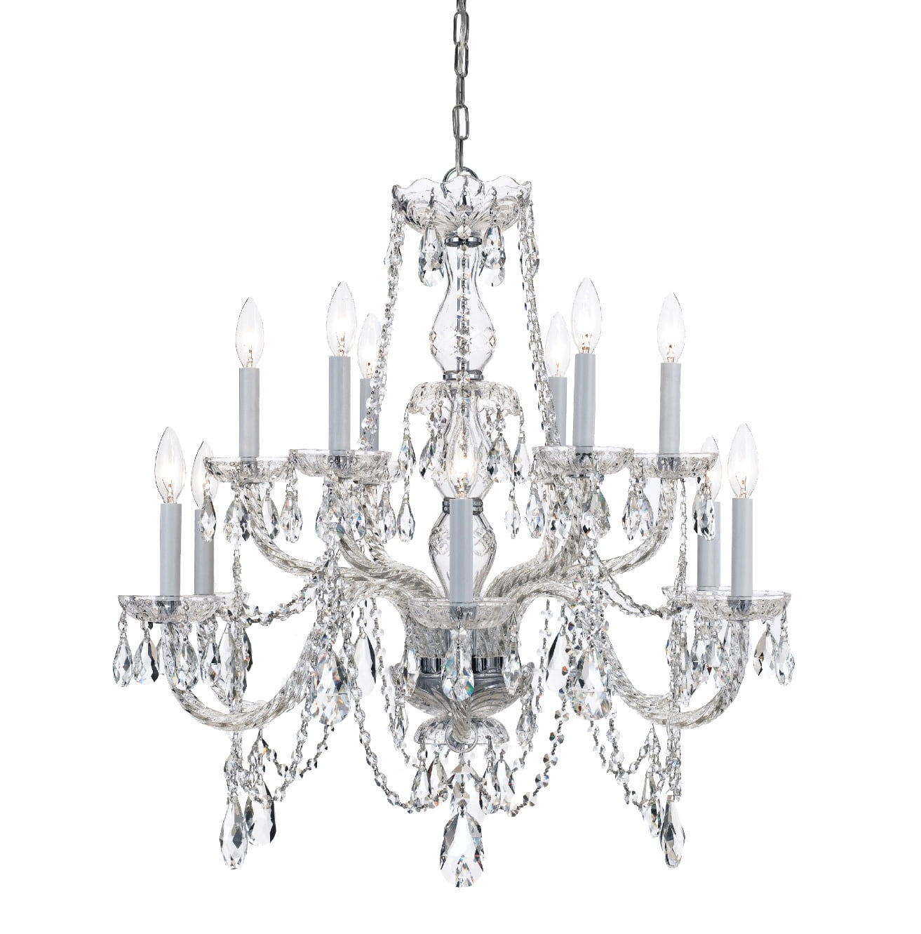1135-CH-CL-S-Crystorama Lighting-Crystal - Twelve Light 2-Tier Chandelier in Classic Style - 31 Inches Wide by 26 Inches High-Swarovski Strass Crystal