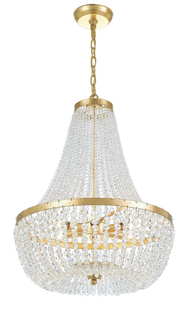 608-GA-Crystorama Lighting-Rylee - Six Light Chandelier in Classic Style - 18.75 Inches Wide by 23.5 Inches High-Antique Gold Finish    -Traditional