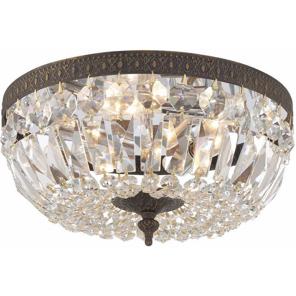 Crystorama 3 Light Hand Cut Crystal English Bronze Ceiling Mount