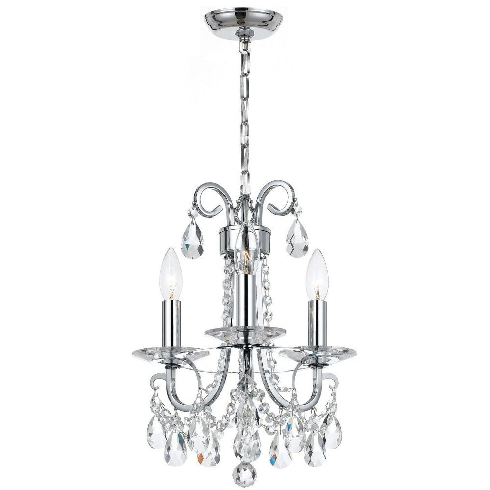 6823-CH-CL-MWP-Crystorama Lighting-Othello - Three Light Mini Chandelier in Classic Style - 13 Inches Wide by 15.5 Inches High-Hand Cut Crystal
