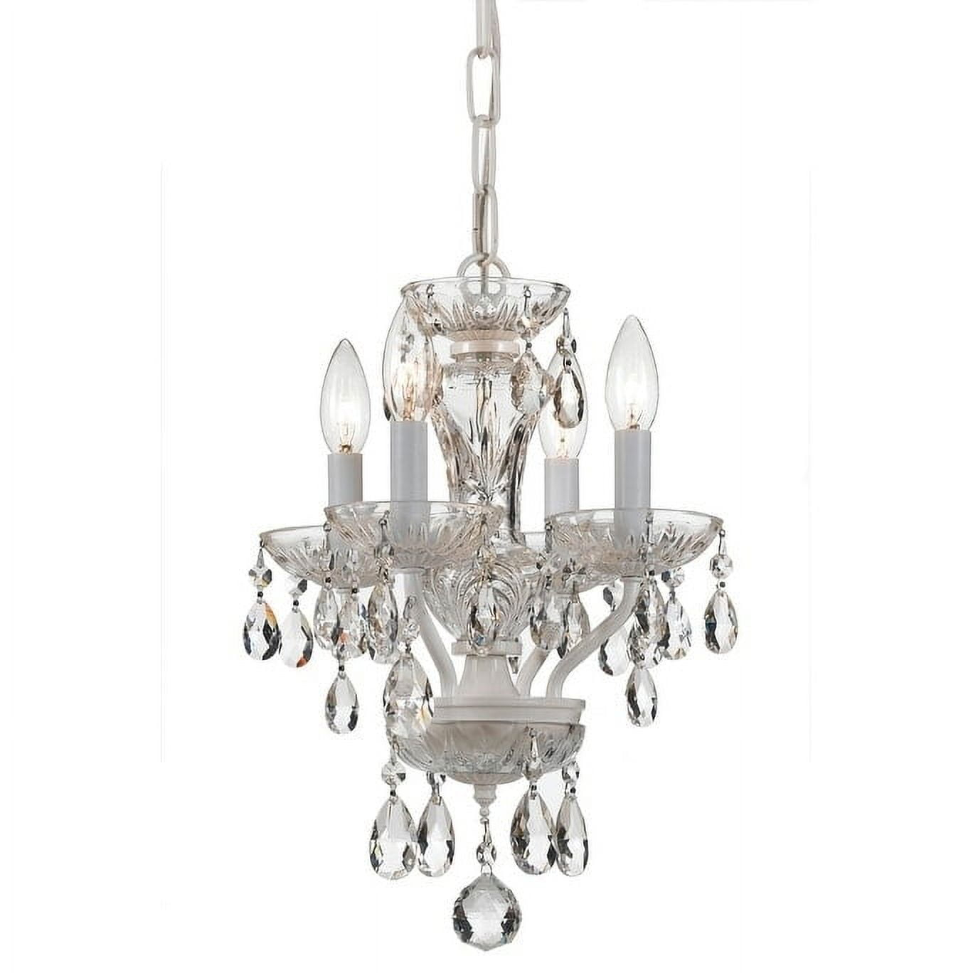 5534-WW-CL-S-Crystorama Lighting-Traditional Crystal - 15 Inch 4 Light Chandelier-Swarovski Strass Crystal Type-Wet White Finish   -Traditional