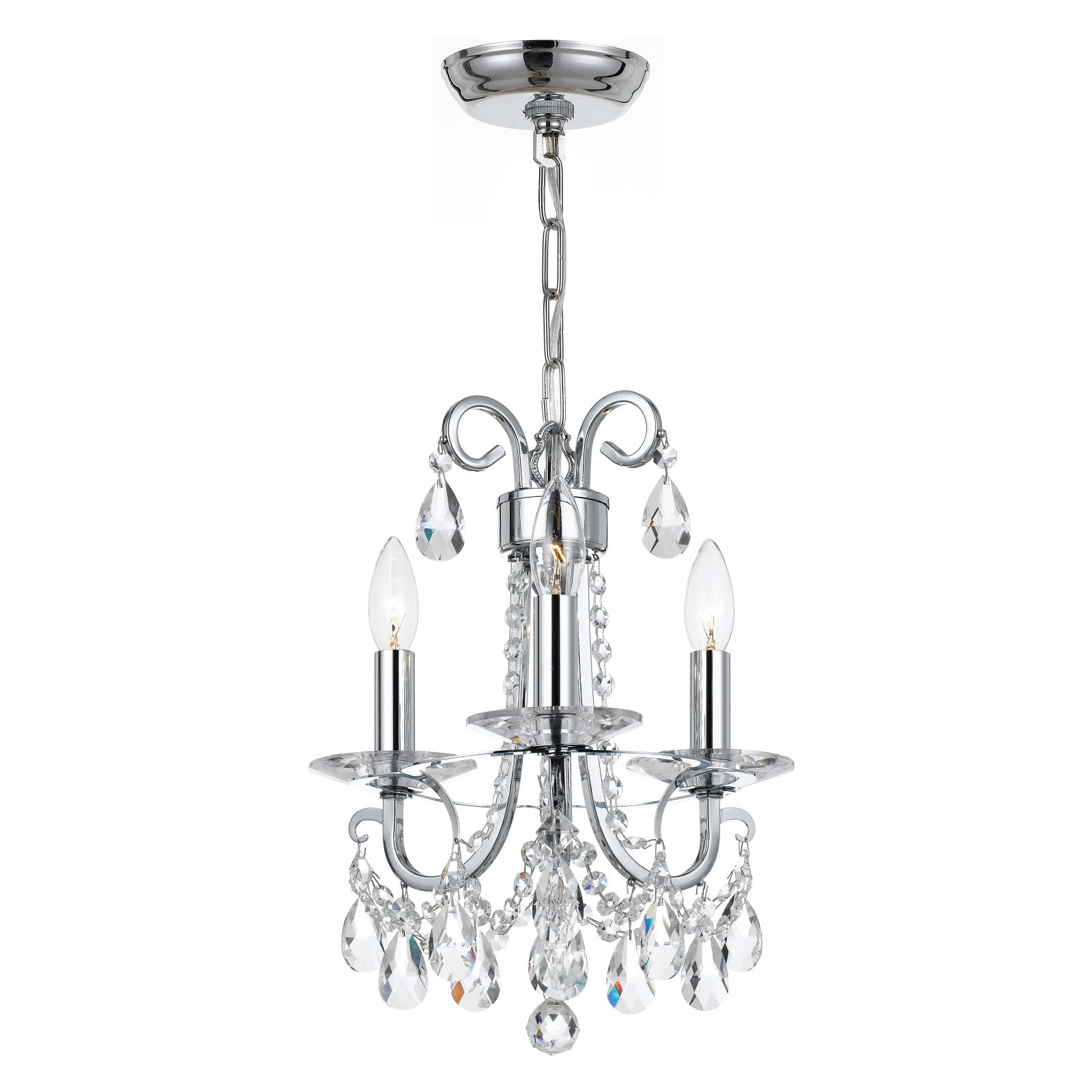 6823-CH-CL-MWP-Crystorama Lighting-Othello - Three Light Mini Chandelier in Classic Style - 13 Inches Wide by 15.5 Inches High-Hand Cut Crystal