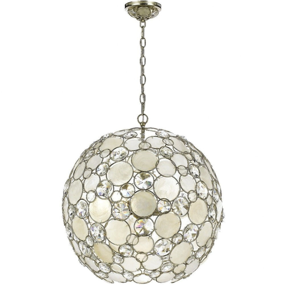Crystorama Palla 6 Light Antique Silver Sphere Chandelier - 22'' W x 22'' H