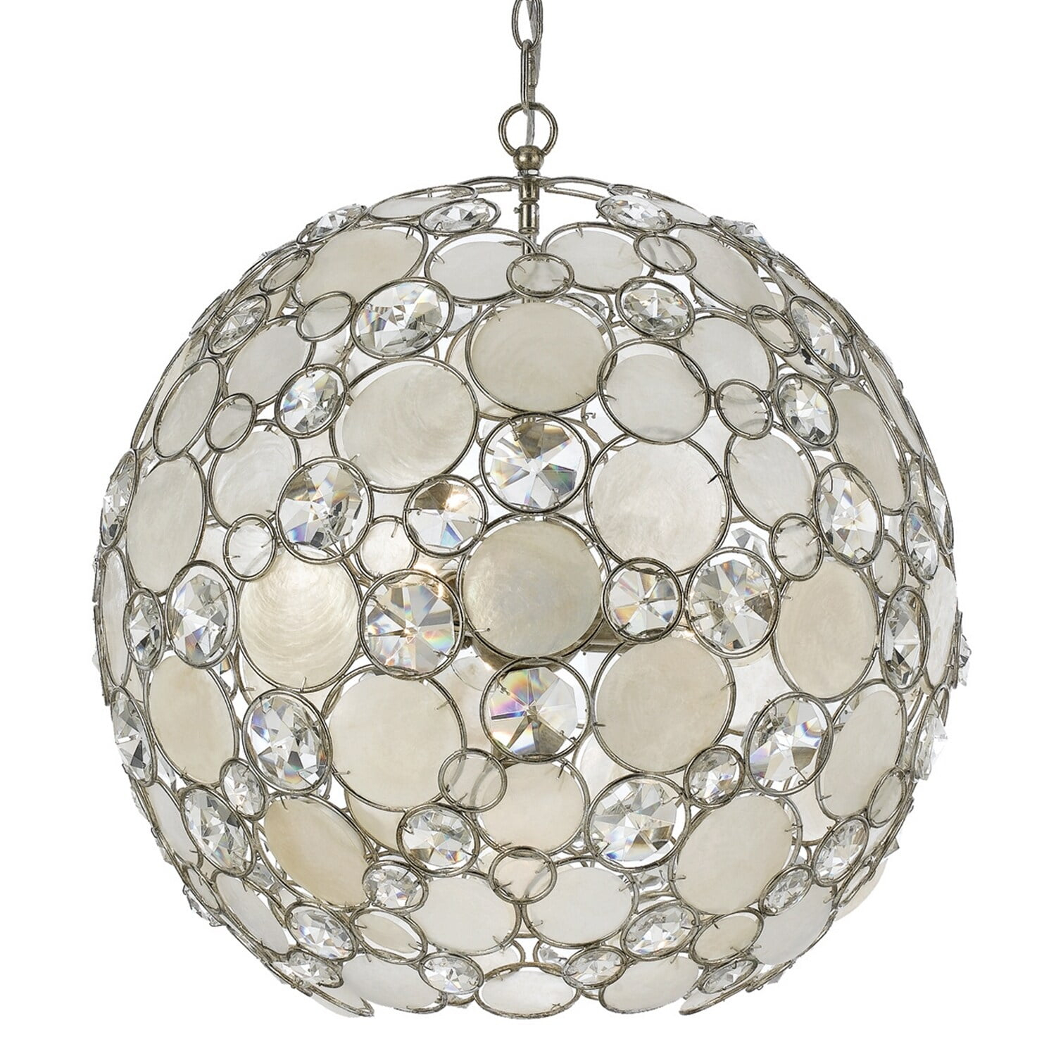Crystorama Palla 6 Light Antique Silver Sphere Chandelier - 22'' W x 22'' H