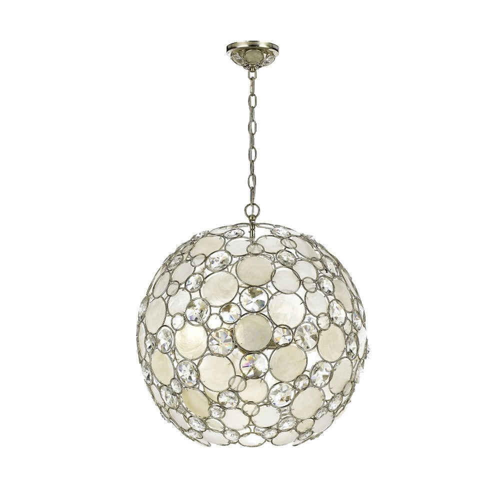 Crystorama Palla 6 Light Antique Silver Sphere Chandelier - 22'' W x 22'' H