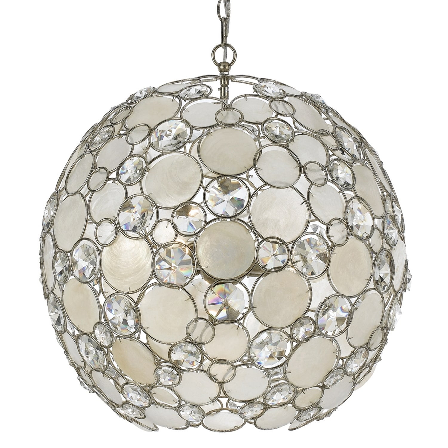 Crystorama Palla 6 Light Antique Silver Sphere Chandelier - 22'' W x 22'' H