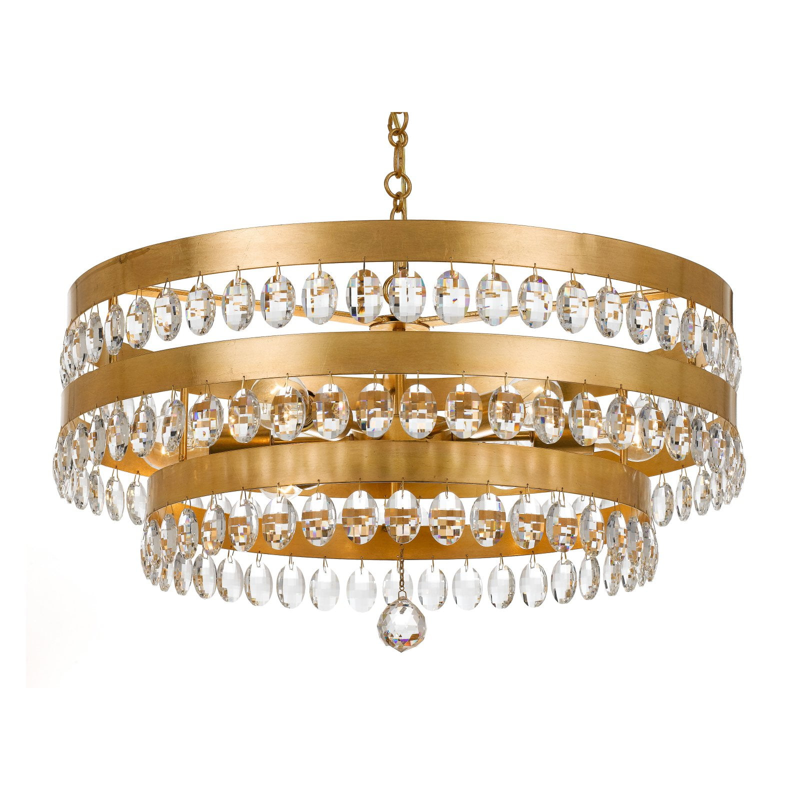 Six Light Chandelier In Classic Style 26 Inches Wide By 14.25 Inches High-Antique Gold Finish    -Traditional Installation Crystorama Lighting