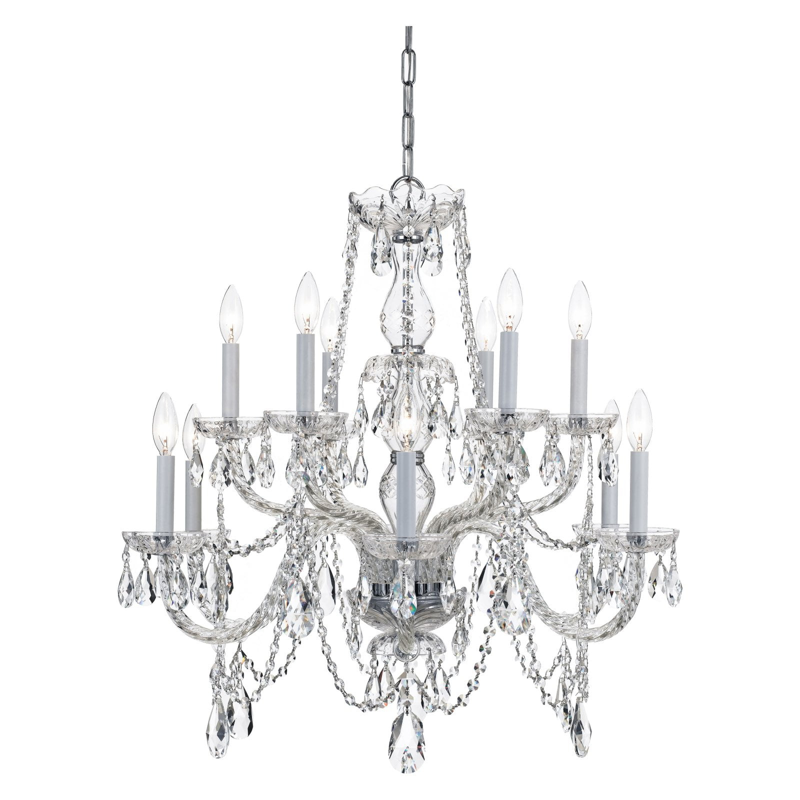 Crystorama Traditional Crystal 12 Light Italian Crystal Chrome Chandelier - 31'' W x 26'' H