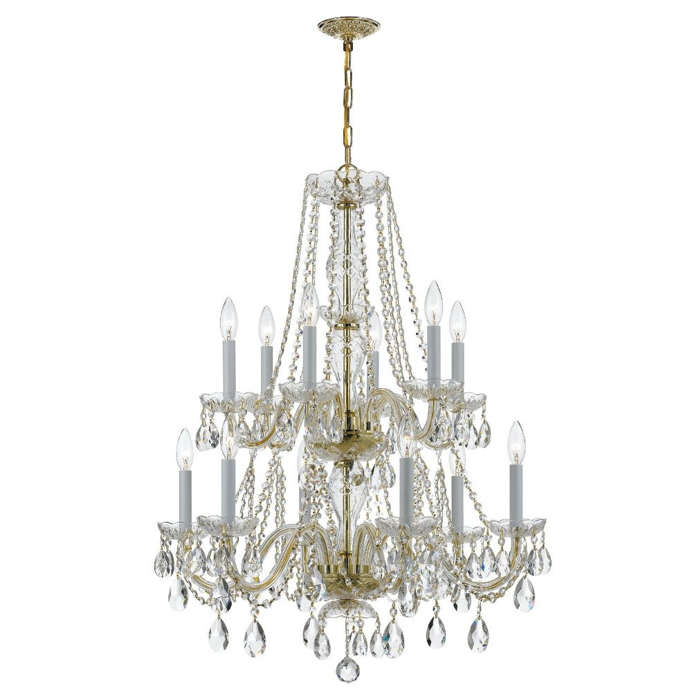 Crystorama Lighting Traditional Crystal 12 - Light Chandelier in  Polished Brass