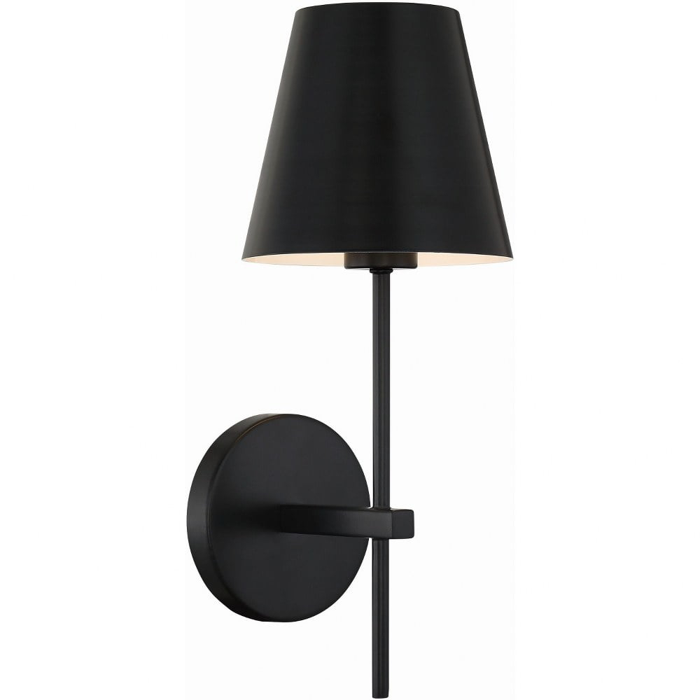 Crystorama Xavier 1 Light Matte Black Wall Mount - 6'' W x 15'' H x 7'' D