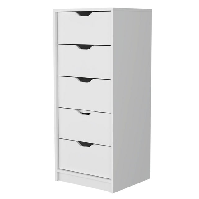 FM FURNITURE LLC Dillon 5 Narrow Drawer Dresser,White