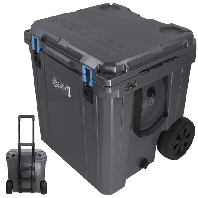 Cubix Outdoors 46 QT QuadraX Wheeled Portable Insulated Hard Cooler - Fits 26 Cans - Granite Gray