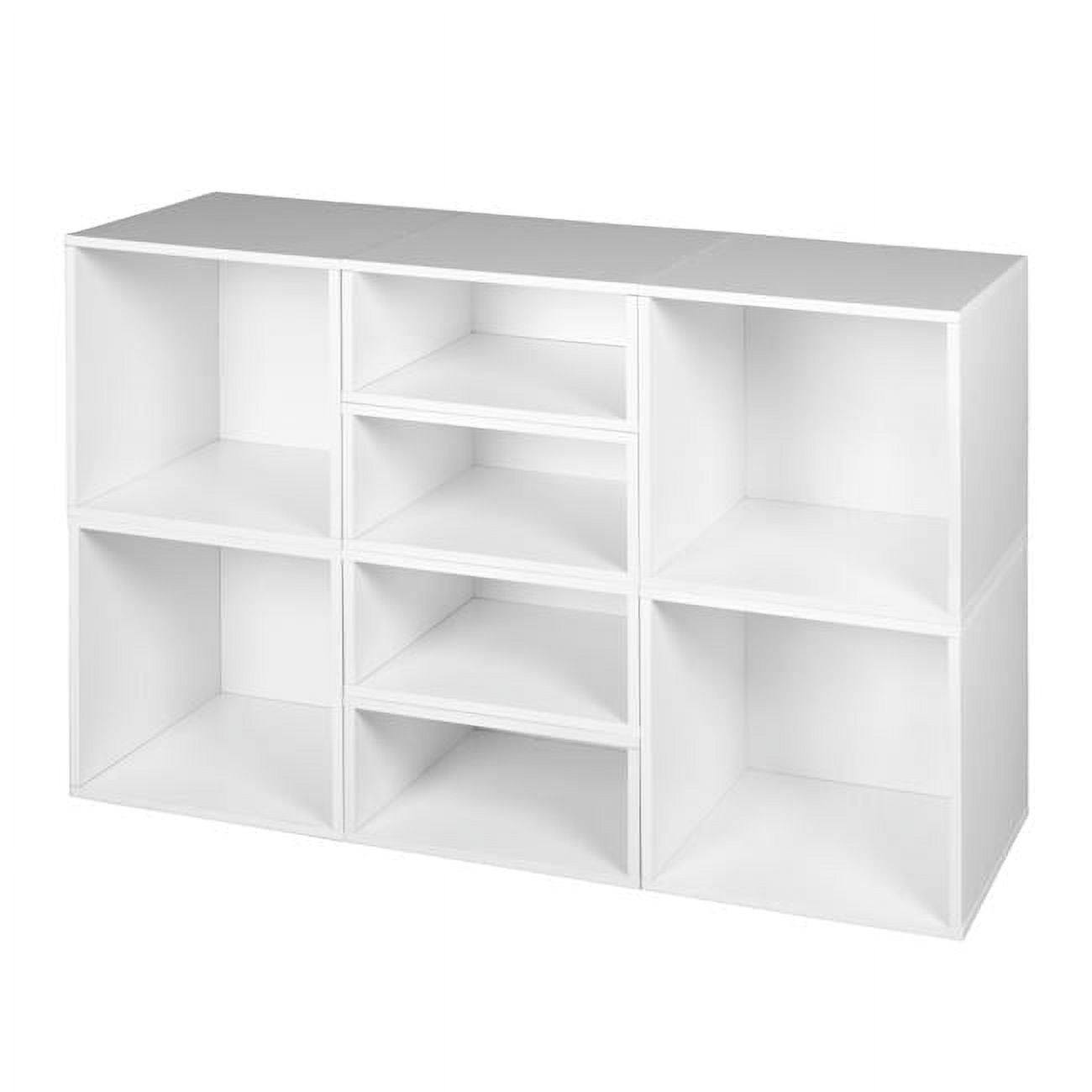 Cubo Storage Set with 4 Full Cubes & 4 Half Cubes, White Wood Grain