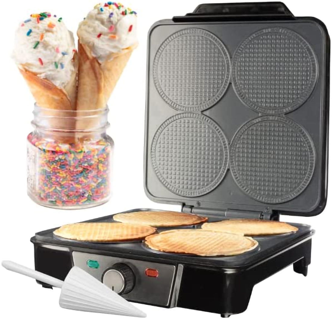 CucinaPro Mini Waffle Ice Cream Cone Maker - Bake 4 Homemade Mini Cones at Once