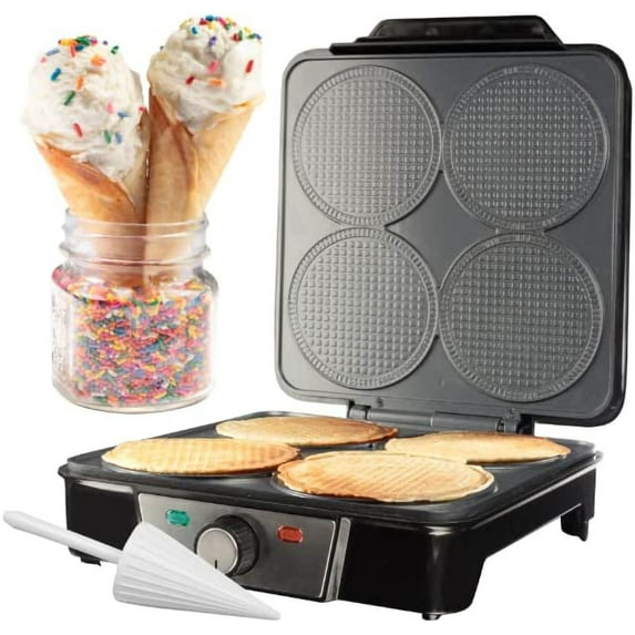CucinaPro Mini Waffle Ice Cream Cone Maker - Bake 4 Homemade Mini Cones at Once