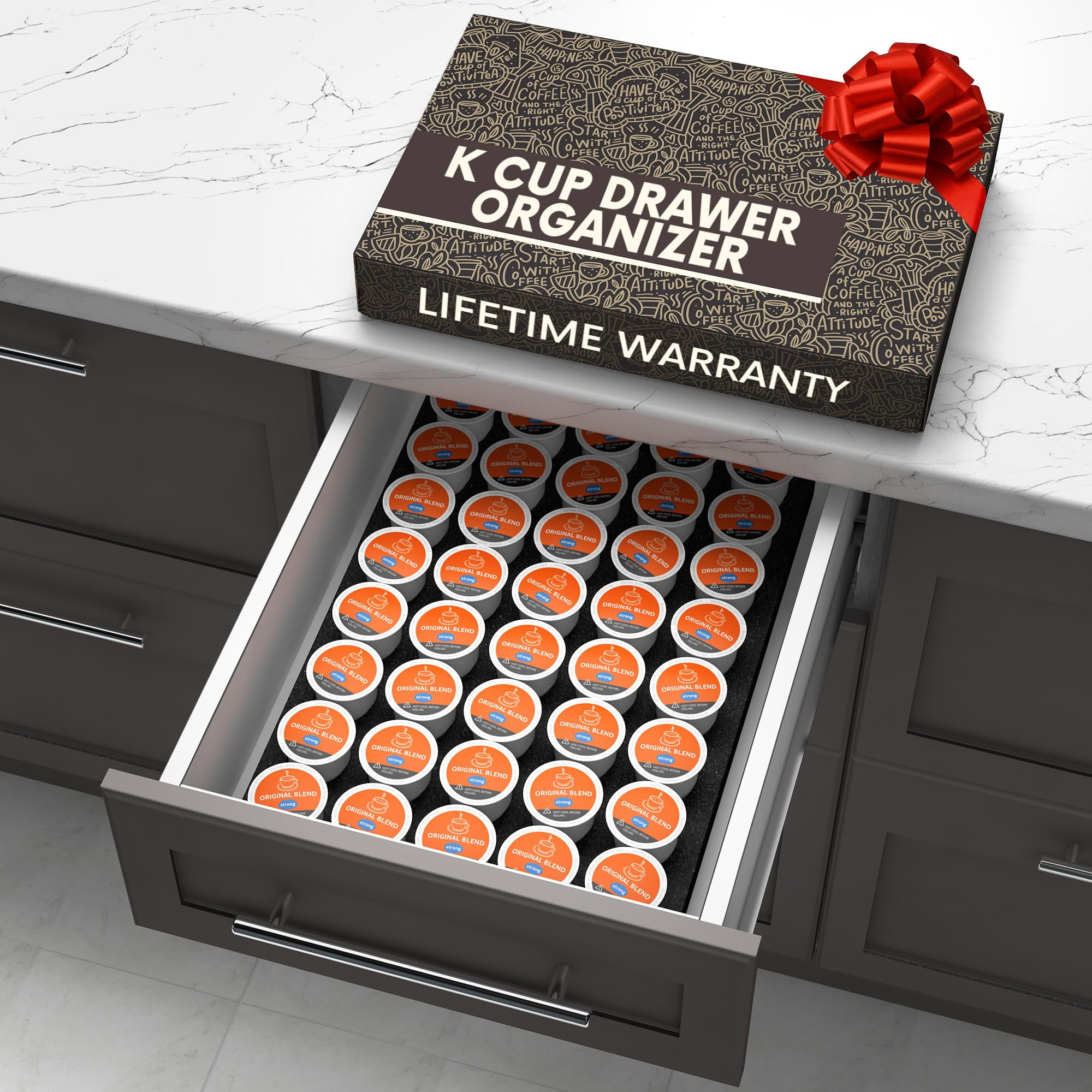 Coffee Pod Holder Compatible With Keurig KCup Pods - K Cup Drawer Holder Organizer for Office and Kitchen K-Cup Storage - 40 Capacity Keurig Pod Holder Made With High-Density Foam (17 X 11 X