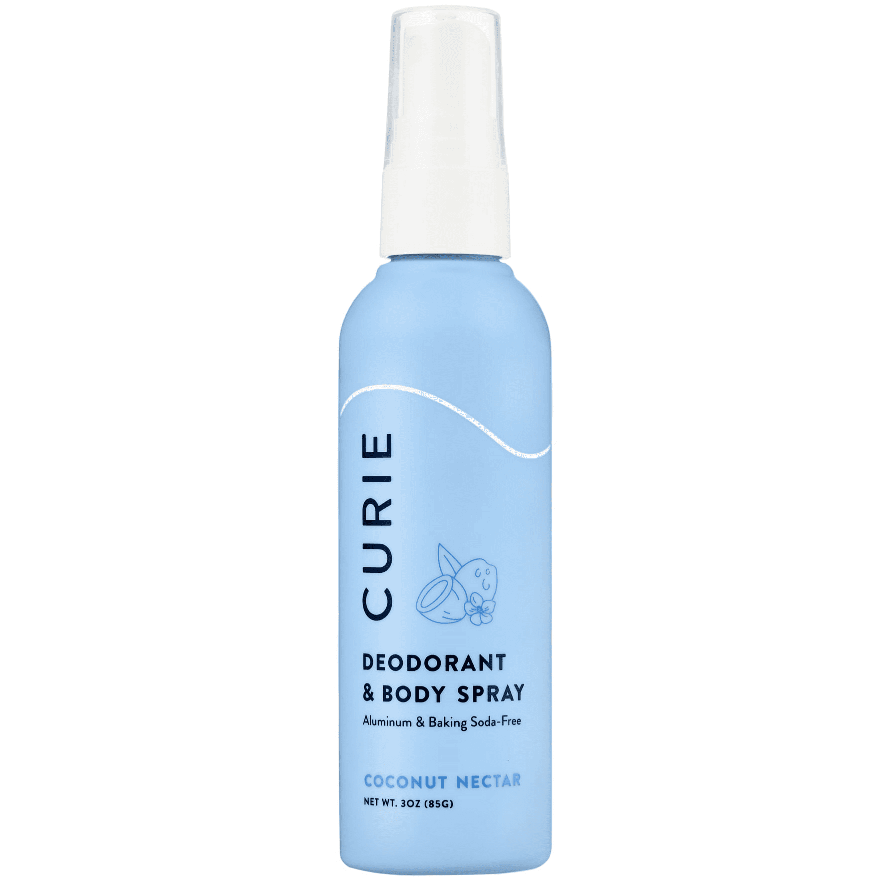 Curie Whole Body Deodorant Spray, Coconut Nectar, Aluminum-Free, for Men and Women, 3 fl oz, New