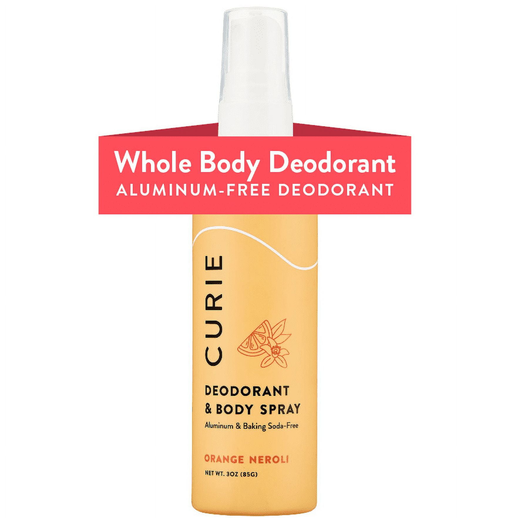 Curie Whole Body Deodorant Spray, Orange Neroli, Aluminum-Free, for Men and Women, New, 3 fl oz