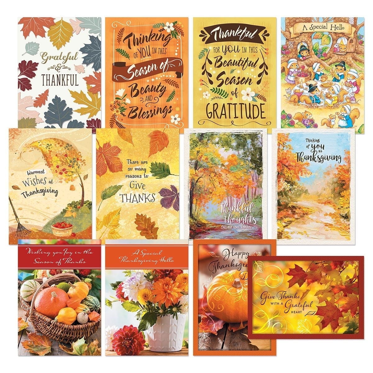 Current Family & Friends Thanksgiving Cards Value Pack - 12 Large 5 x 7-Inch