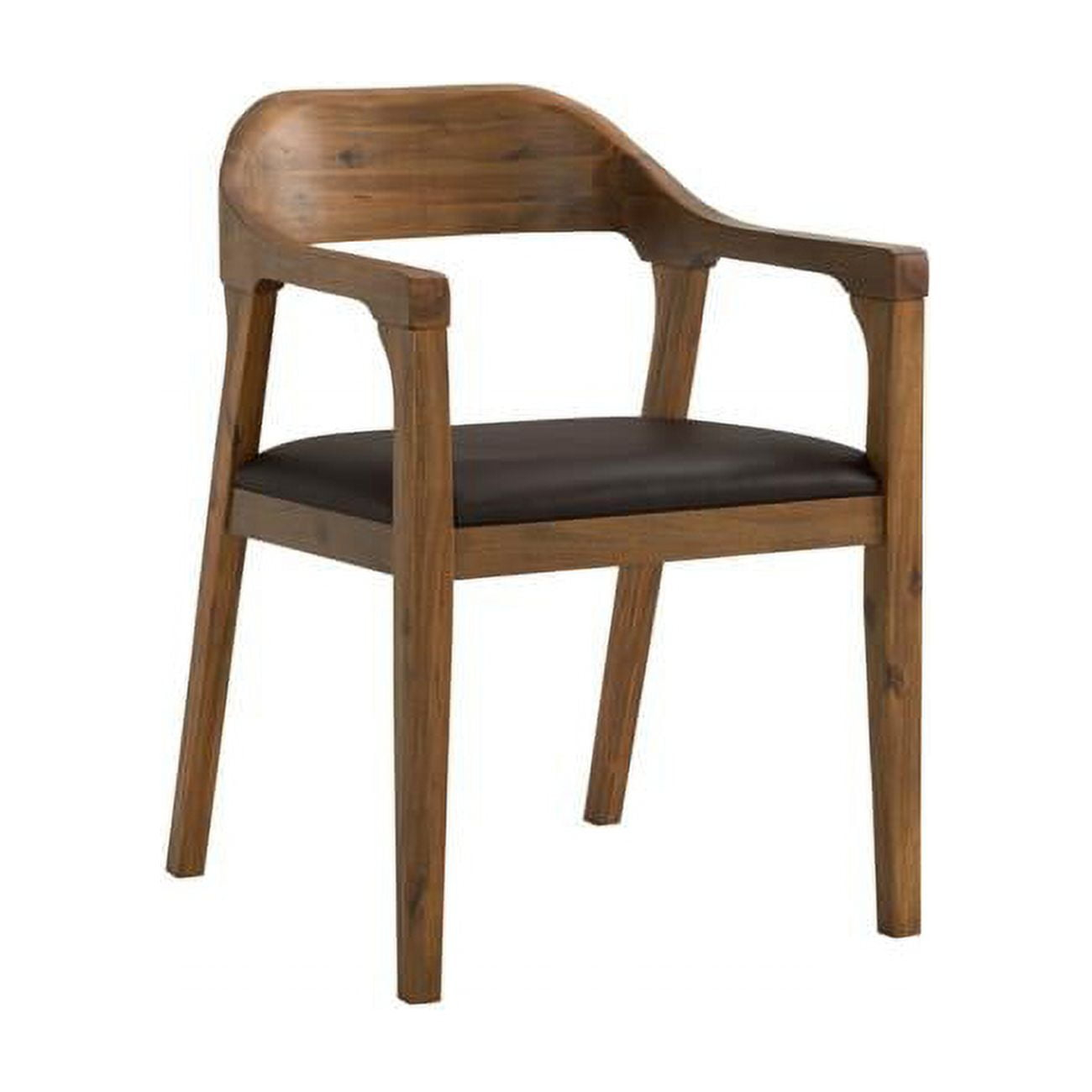 Curved Panel Back Dining Chair with Sleek Track Arms, Brown