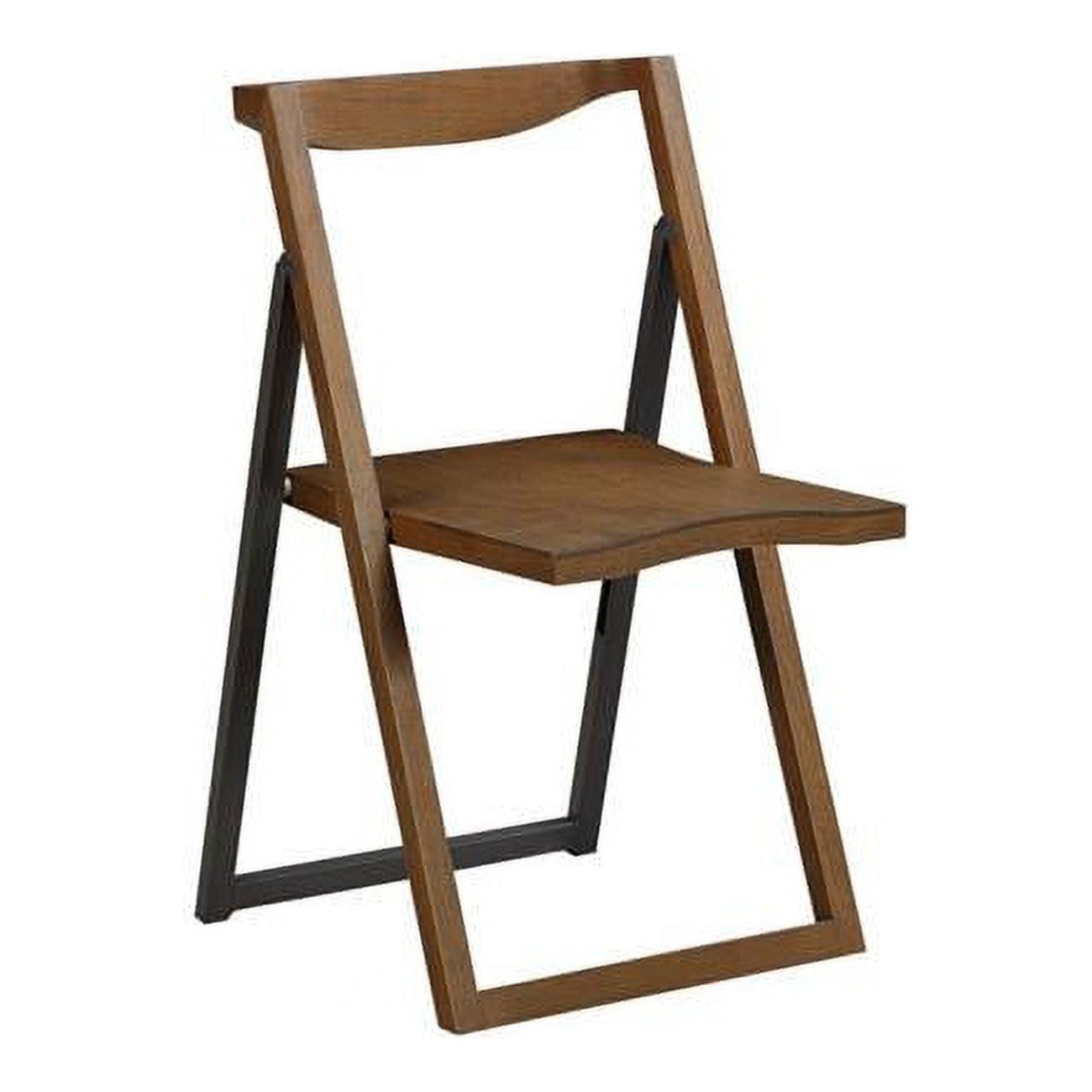 Curved Trim Panel Back Foldable Chair, Brown - Set of 2