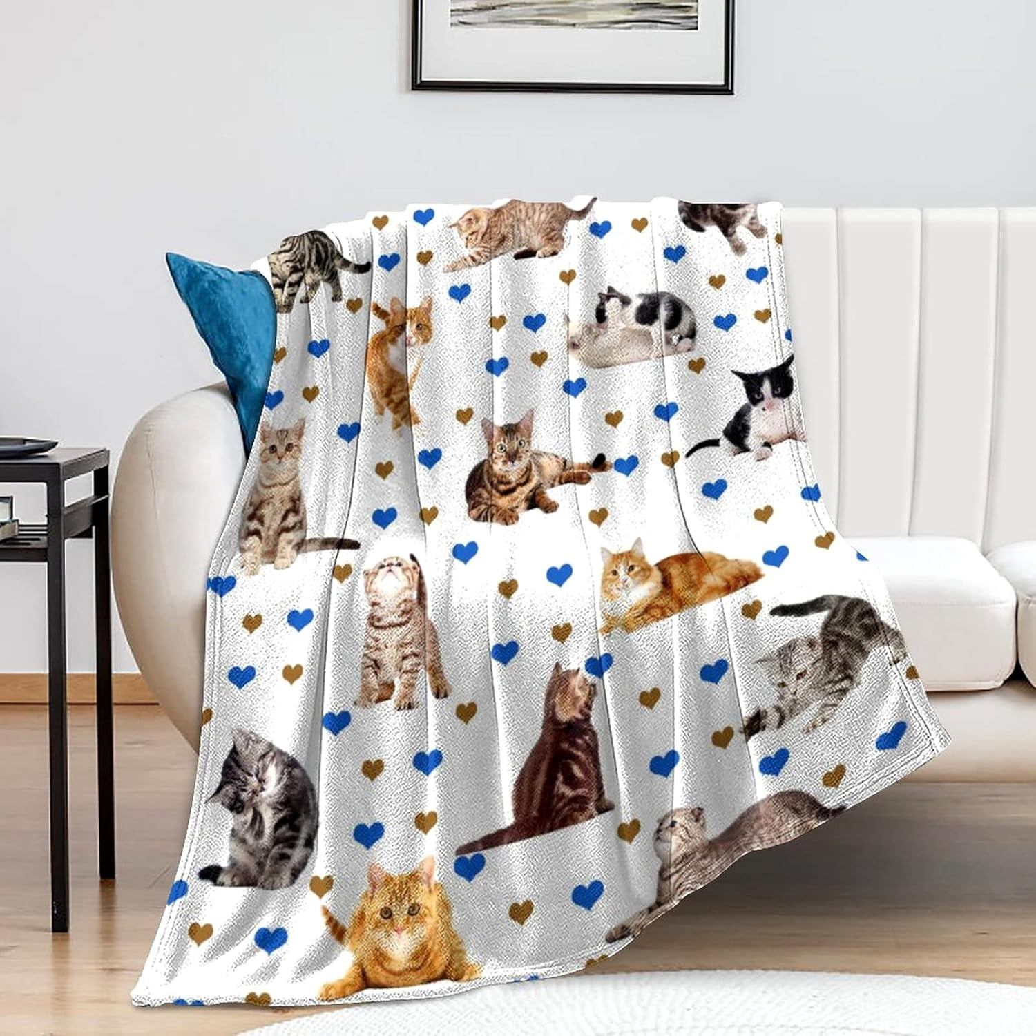 Cute Cat Blanket Super Soft Flannel Fleece Throw Blankets Kids Adults for Bedding Bedroom Living Rooms Sofa Full Season Gifts