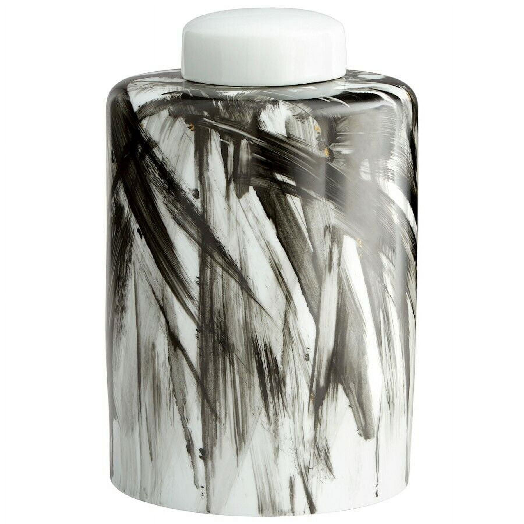 Cyan Design 09878 Pollock 8-1/4" Diameter Ceramic Decorative Canister - White