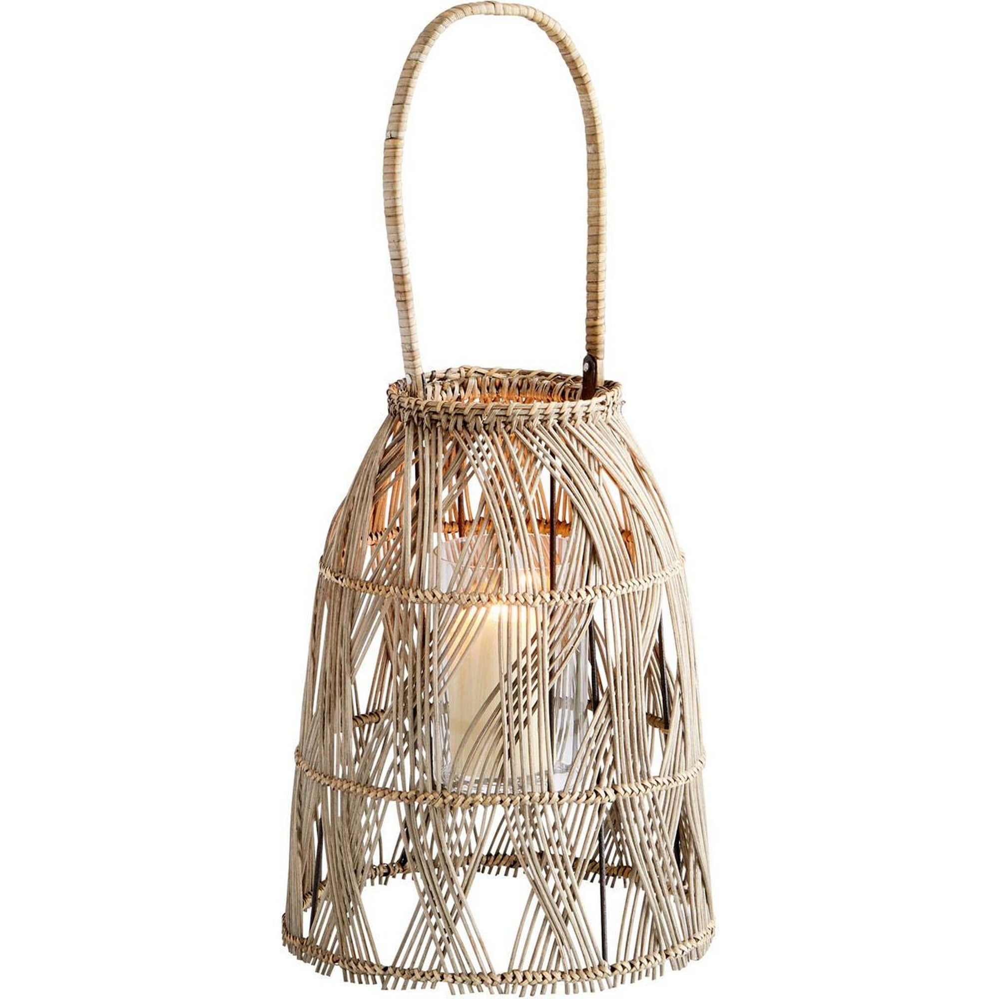 Jude Woven Rattan Lantern With Handle