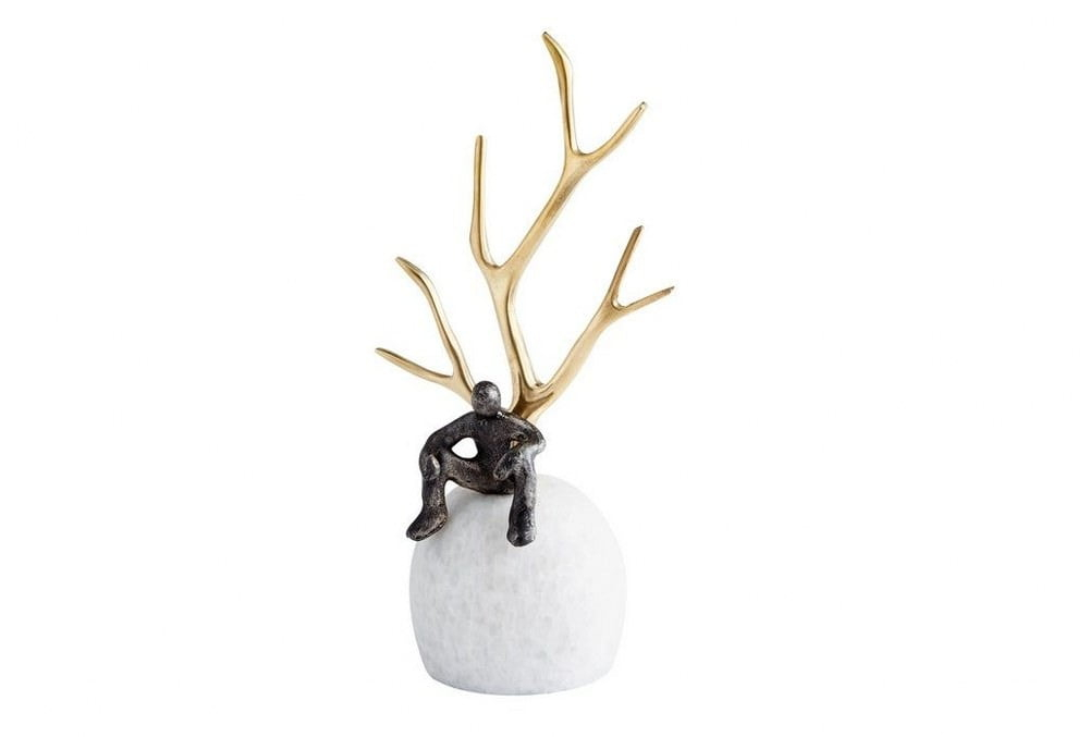 Cyan lighting - Thinking Tree - sculpture-9.5 Inches Tall and 3.25 Inches Wide -