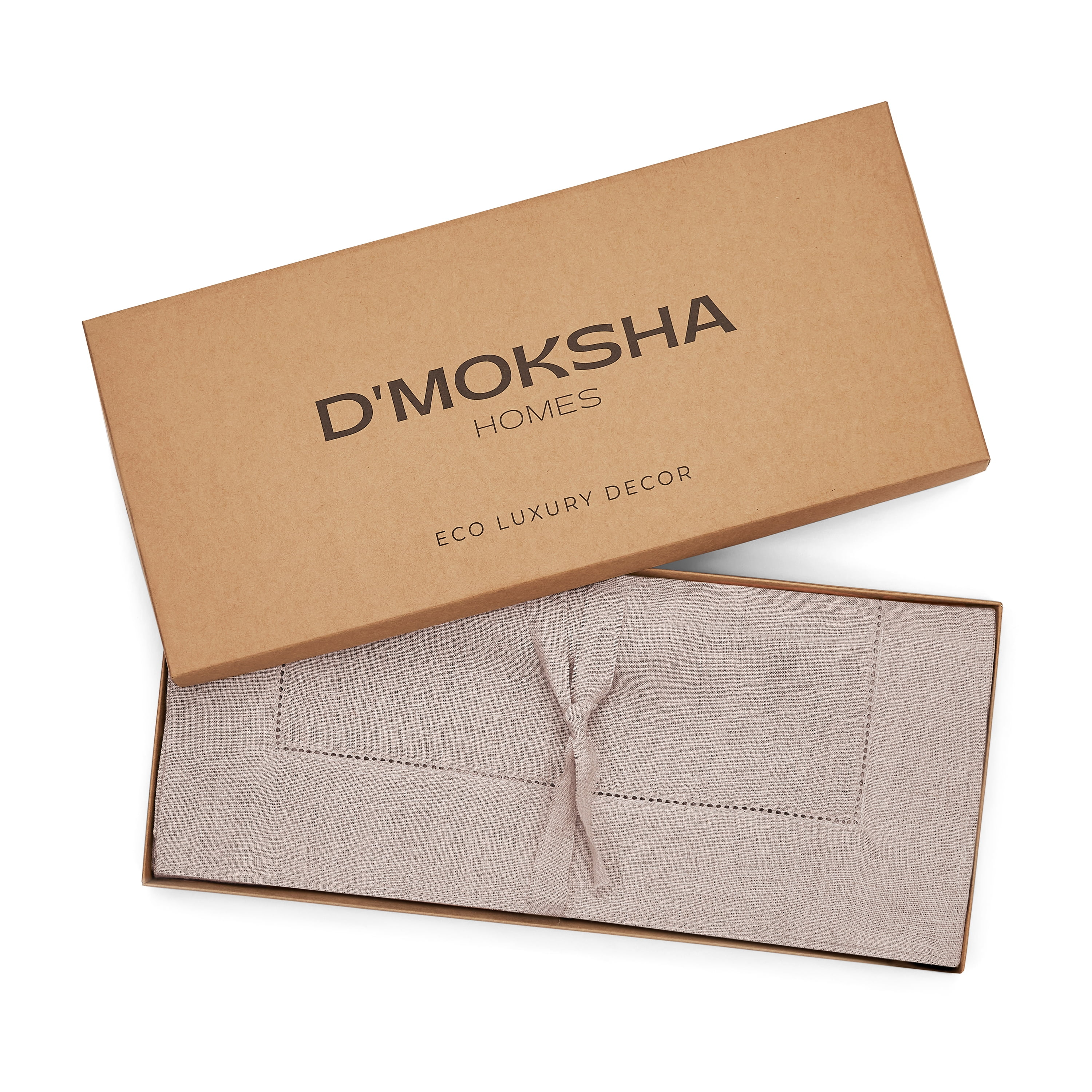 D’Moksha Homes 100% Pure Linen Hemstitch 14 x 19 Inch, Set of 4, Placemats - Vintage Natural Placemats, European Flax Natural Fabric Machine Washable, Handmade with Mitered Corners, Great Gift Choice