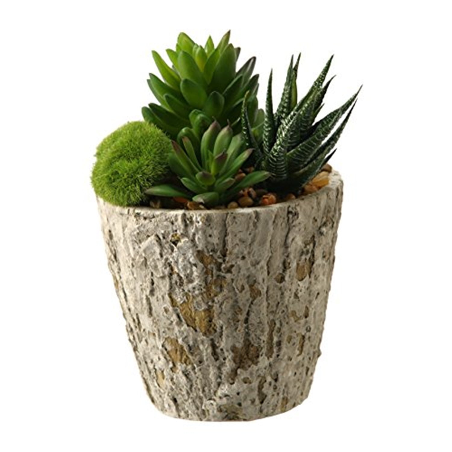 D & W Silks 7.5'' Faux Plant in Cement Planter